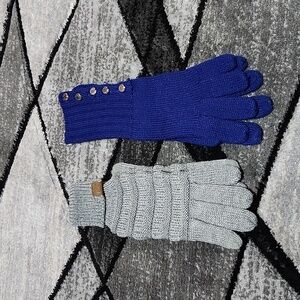 MICHAEL KORS BLUE & CC GRAY KNIT COLD WEATHER GLOVES BUNDLE PRICE FIRM